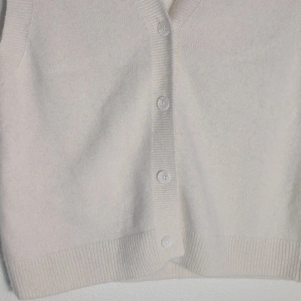 Womens 100% Cashmere‎ Sweater Vest Button Front Ivory Neutral Quiet Luxury XL - Picture 4 of 6